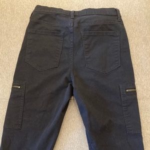 Black fitted cargo pants